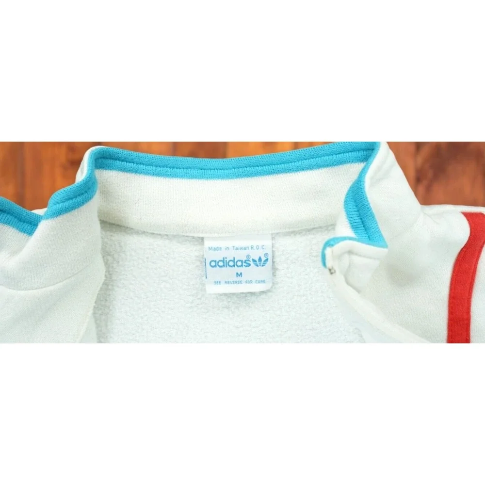 Vintage Adidas Unisex‎ Track Jacket Size M  White Stripe Full Zip Pockets Rare